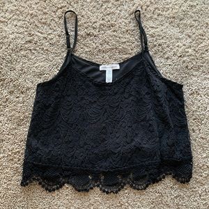 Black Lace Cami Crop Top